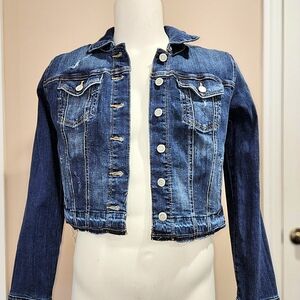 Maurices Dark Wash Released Hem Denim Jacket Size Large